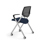 Allsteel Seek Upholstered Seat/Mesh Back Multi-Purpose Chair, Navy/Dusk, Fixed Arms (K-MUCOSNO.BLK.3.CU98)