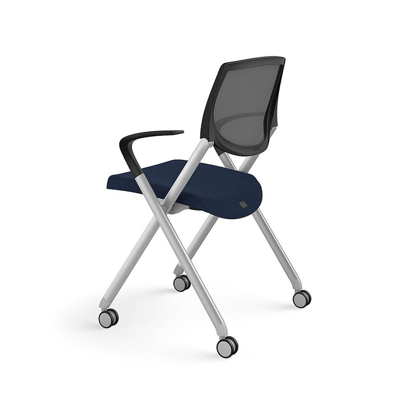 Allsteel Seek Upholstered Seat/Mesh Back Multi-Purpose Chair, Navy/Dusk, Fixed Arms (K-MUCOSNO.BLK.3.CU98)