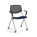 Allsteel Seek Upholstered Seat/Mesh Back Multi-Purpose Chair, Navy/Dusk, Fixed Arms (K-MUCOSNO.BLK.3.CU98)