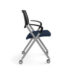 Allsteel Seek Upholstered Seat/Mesh Back Multi-Purpose Chair, Navy/Dusk, Fixed Arms (K-MUCOSNO.BLK.3.CU98)