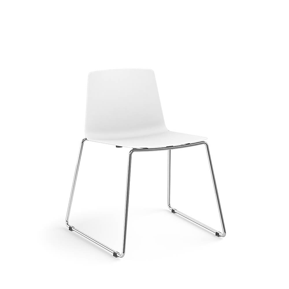 Allsteel Vicinity Polymer Seat/Polymer Back Sled Multi-Purpose Chair, White, Armless (CSL-PGANO.0.POL.WT)