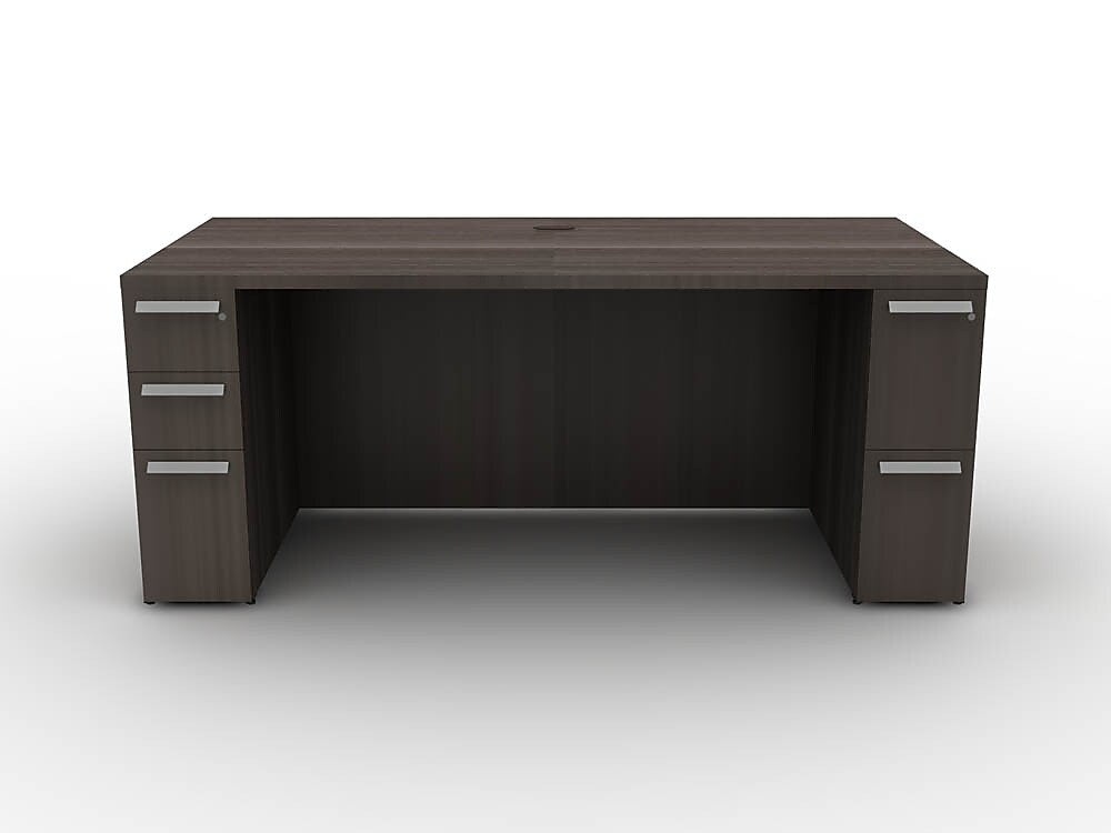 Allsteel Approach Double Pedestal Desk with Modesty Panel, Skyline Walnut (WKD001)