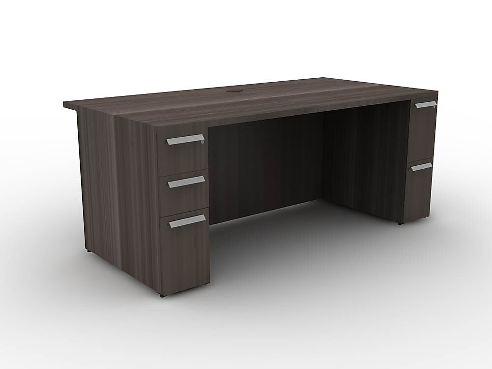 Allsteel Approach Double Pedestal Desk with Modesty Panel, Skyline Walnut (WKD001)