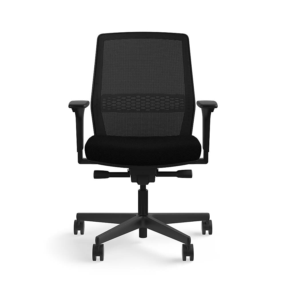 ASAP Allsteel Lyric Upholstered Seat/Mesh Back LT Work Chair, Black/Carbon, 2D Adj Arms (CLL-MLHNO.BLK.BLK.LBLK.2.B.AM01.CU10.N)