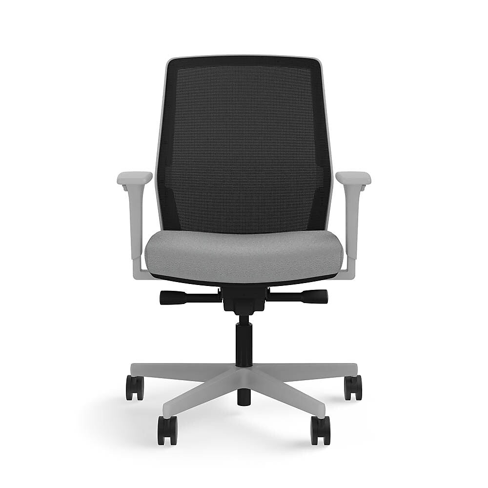 Allsteel Lyric Upholstered Seat/Mesh Back LT Work Chair, Frost/Carbon, 2D Adjustable Arms (CLL-MLHNO.T.T.LT.2.B.AM01.CU22.N)