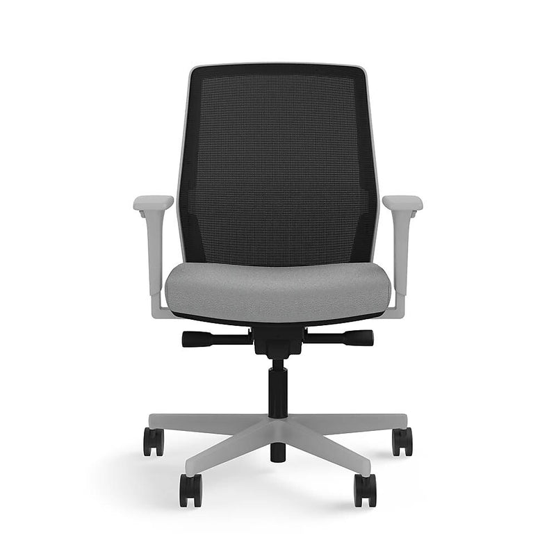 Allsteel Lyric Upholstered Seat/Mesh Back LT Work Chair, Frost/Carbon, 2D Adjustable Arms (CLL-MLHNO.T.T.LT.2.B.AM01.CU22.N)