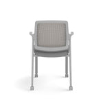 Allsteel Lyric Upholstered Seat/Mesh Back Side Chair, Casters, Frost/Platinum, Fixed Arms (CSC-MUCONO.3.PR6.AM23.CU22)