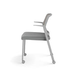 Allsteel Lyric Upholstered Seat/Mesh Back Side Chair, Casters, Frost/Platinum, Fixed Arms (CSC-MUCONO.3.PR6.AM23.CU22)
