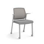 Allsteel Lyric Upholstered Seat/Mesh Back Side Chair, Casters, Frost/Platinum, Fixed Arms (CSC-MUCONO.3.PR6.AM23.CU22)
