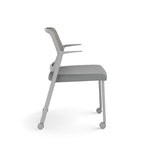 Allsteel Lyric Upholstered Seat/Mesh Back Side Chair, Casters, Frost/Platinum, Fixed Arms (CSC-MUCONO.3.PR6.AM23.CU22)