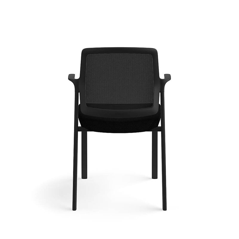 Allsteel Lyric Upholstered/Mesh Side Chair, Fixed Arms, Black/Carbon (CSC-MUGONO.0.P71.AM01.CU10)