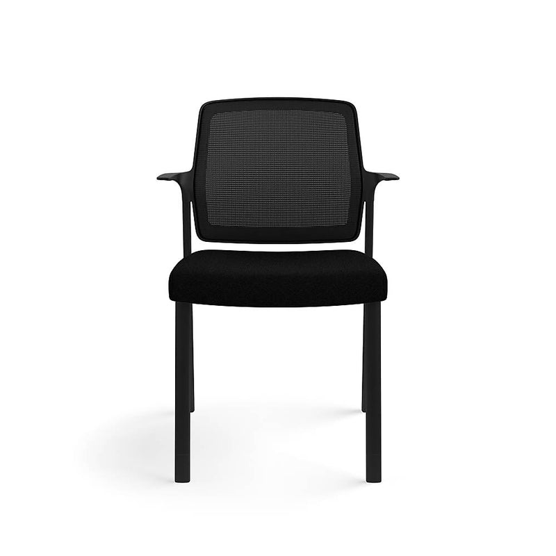 Allsteel Lyric Upholstered/Mesh Side Chair, Fixed Arms, Black/Carbon (CSC-MUGONO.0.P71.AM01.CU10)