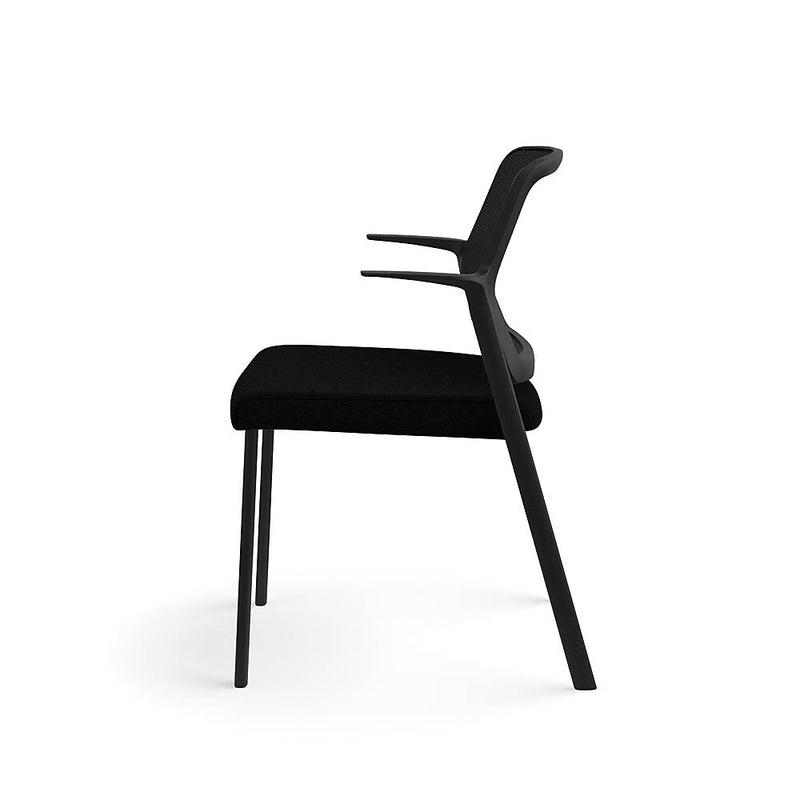 Allsteel Lyric Upholstered/Mesh Side Chair, Fixed Arms, Black/Carbon (CSC-MUGONO.0.P71.AM01.CU10)