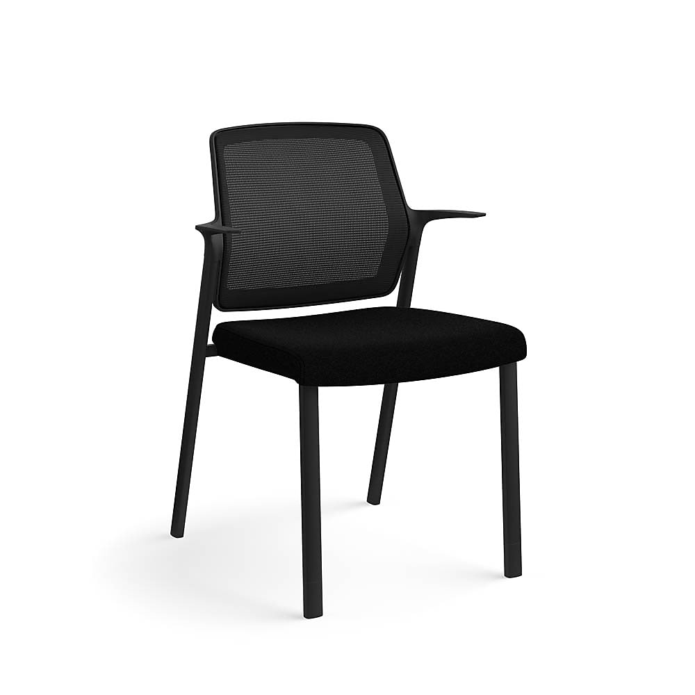 Allsteel Lyric Upholstered/Mesh Side Chair, Fixed Arms, Black/Carbon (CSC-MUGONO.0.P71.AM01.CU10)