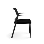 Allsteel Lyric Upholstered/Mesh Side Chair, Fixed Arms, Black/Carbon (CSC-MUGONO.0.P71.AM01.CU10)