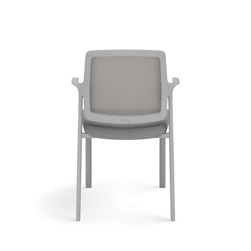 Allsteel Lyric Upholstered Seat/Mesh Back Side Chair, Glides, Frost/Platinum, Fixed Arms (CSC-MUGONO.0.PR6.AM23.CU22)