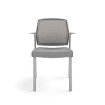 Allsteel Lyric Upholstered Seat/Mesh Back Side Chair, Glides, Frost/Platinum, Fixed Arms (CSC-MUGONO.0.PR6.AM23.CU22)