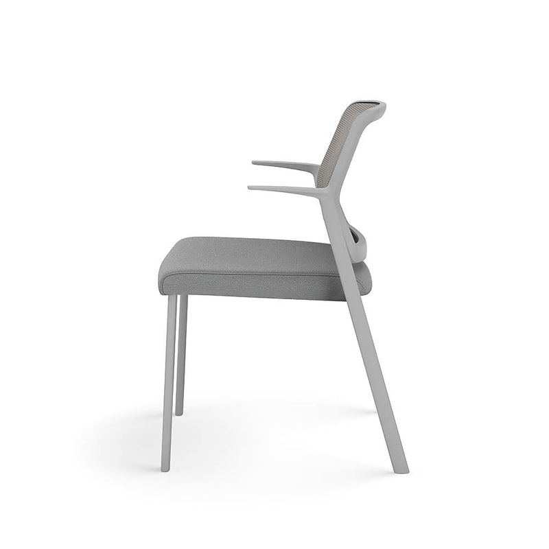 Allsteel Lyric Upholstered Seat/Mesh Back Side Chair, Glides, Frost/Platinum, Fixed Arms (CSC-MUGONO.0.PR6.AM23.CU22)