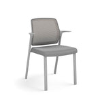 Allsteel Lyric Upholstered Seat/Mesh Back Side Chair, Glides, Frost/Platinum, Fixed Arms (CSC-MUGONO.0.PR6.AM23.CU22)
