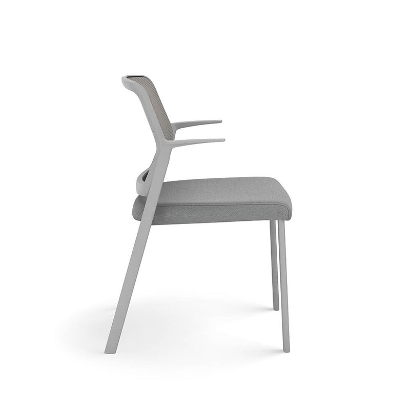 Allsteel Lyric Upholstered Seat/Mesh Back Side Chair, Glides, Frost/Platinum, Fixed Arms (CSC-MUGONO.0.PR6.AM23.CU22)