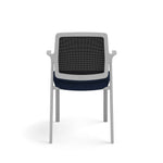 Allsteel Lyric Upholstered Seat/Mesh Back Side Chair, Glides, Navy/Carbon, Fixed Arms (CSC-MUGONO.0.PR6.AM01.CU98)