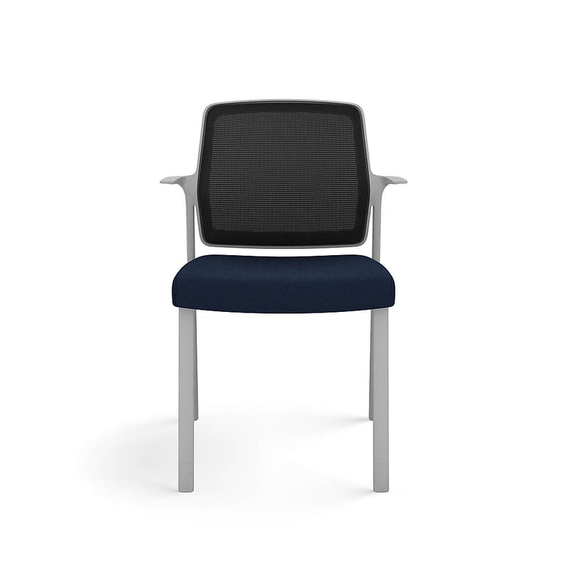 Allsteel Lyric Upholstered Seat/Mesh Back Side Chair, Glides, Navy/Carbon, Fixed Arms (CSC-MUGONO.0.PR6.AM01.CU98)