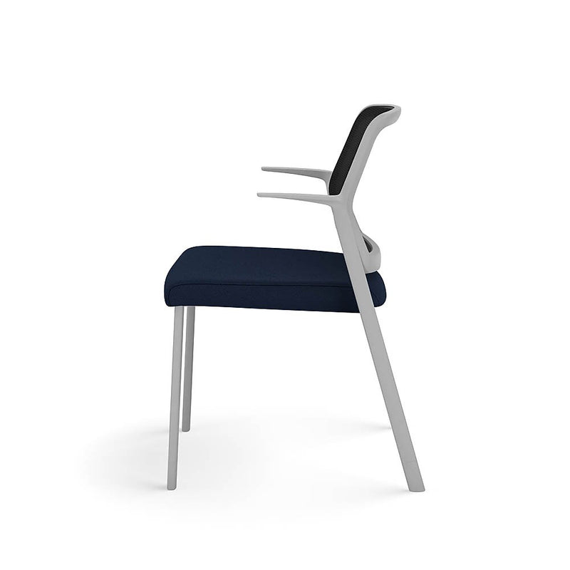 Allsteel Lyric Upholstered Seat/Mesh Back Side Chair, Glides, Navy/Carbon, Fixed Arms (CSC-MUGONO.0.PR6.AM01.CU98)