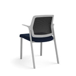 Allsteel Lyric Upholstered Seat/Mesh Back Side Chair, Glides, Navy/Carbon, Fixed Arms (CSC-MUGONO.0.PR6.AM01.CU98)
