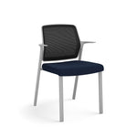 Allsteel Lyric Upholstered Seat/Mesh Back Side Chair, Glides, Navy/Carbon, Fixed Arms (CSC-MUGONO.0.PR6.AM01.CU98)
