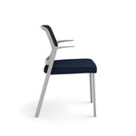 Allsteel Lyric Upholstered Seat/Mesh Back Side Chair, Glides, Navy/Carbon, Fixed Arms (CSC-MUGONO.0.PR6.AM01.CU98)