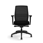 ASAP Allsteel Lyric Upholstered/Mesh Work Chair, 2D Adjustable Arms, Black/Carbon (CSW-MHHNO.BLK.BLK.LBLK.2.H.AM01.CU10.N)