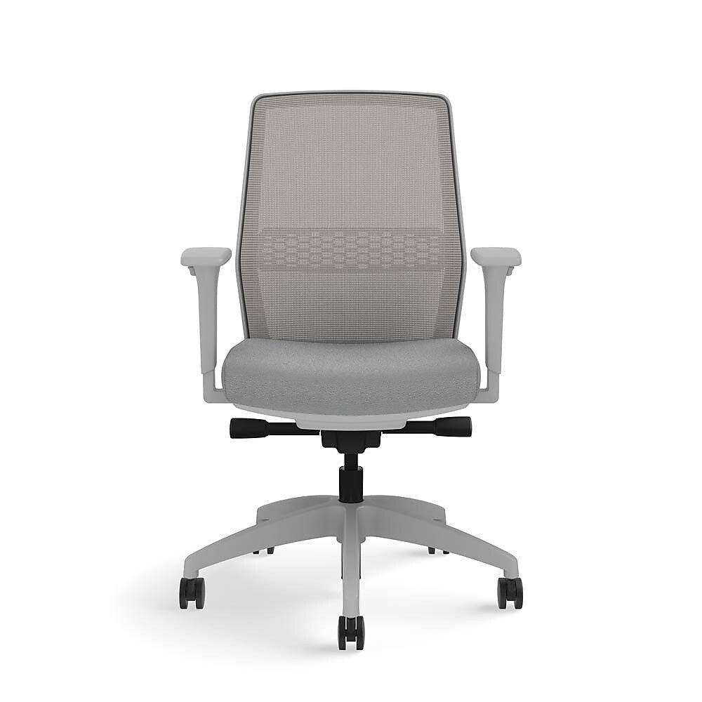 ASAP Allsteel Lyric Upholstered Seat/Mesh Back Work Chair, Frost/Platinum, 2D Adjustable Arms (CSW-MHHNO.T.T.LT.2.H.AM23.CU22.N)