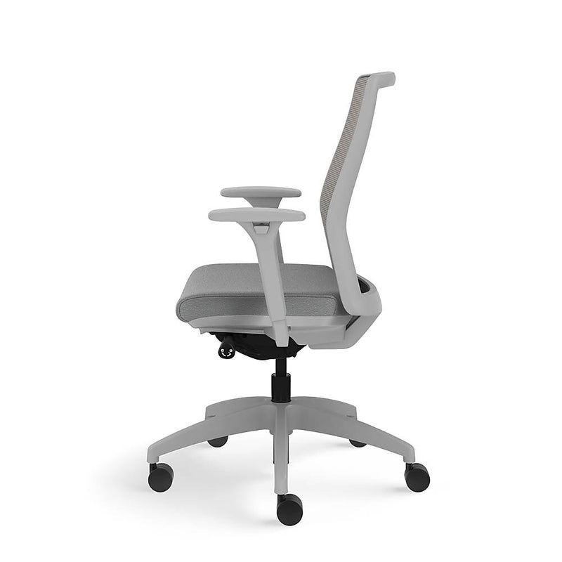 ASAP Allsteel Lyric Upholstered Seat/Mesh Back Work Chair, Frost/Platinum, 2D Adjustable Arms (CSW-MHHNO.T.T.LT.2.H.AM23.CU22.N)