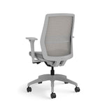 ASAP Allsteel Lyric Upholstered Seat/Mesh Back Work Chair, Frost/Platinum, 2D Adjustable Arms (CSW-MHHNO.T.T.LT.2.H.AM23.CU22.N)