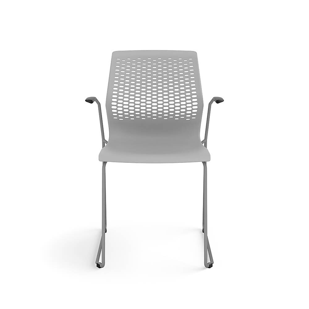 Allsteel Lyric Polymer Seat/Polymer Back Wire Stacker Multi-Purpose Chair, Titanium, Fixed Arms (CWS-PPGONO.0.H.PR6.TI)