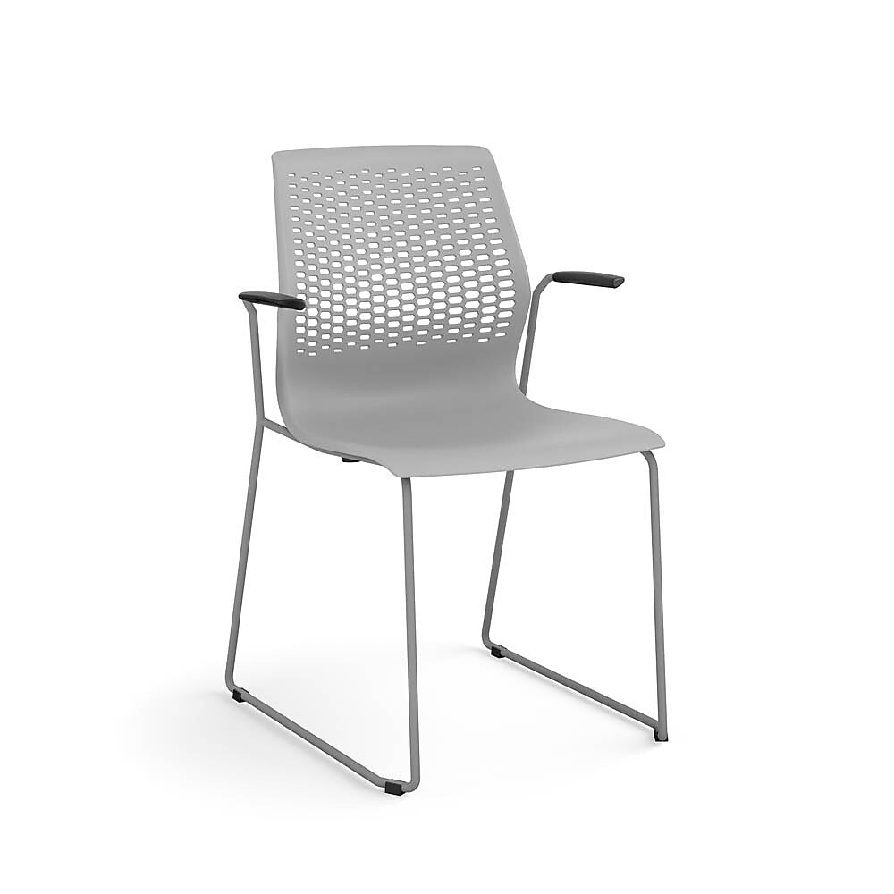 Allsteel Lyric Polymer Seat/Polymer Back Wire Stacker Multi-Purpose Chair, Titanium, Fixed Arms (CWS-PPGONO.0.H.PR6.TI)