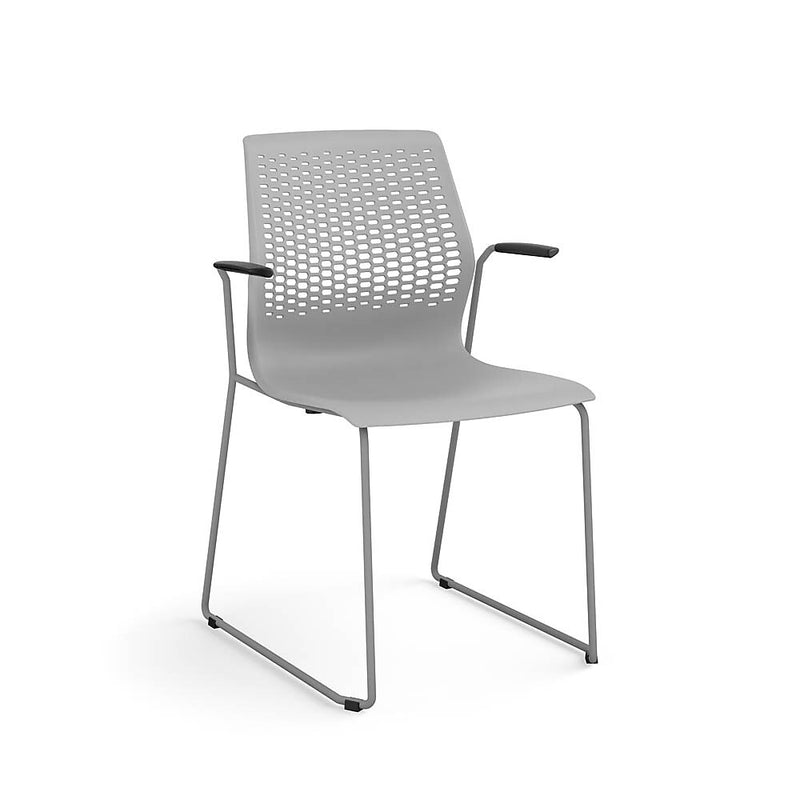 Allsteel Lyric Polymer Seat/Polymer Back Wire Stacker Multi-Purpose Chair, Titanium, Fixed Arms (CWS-PPGONO.0.H.PR6.TI)