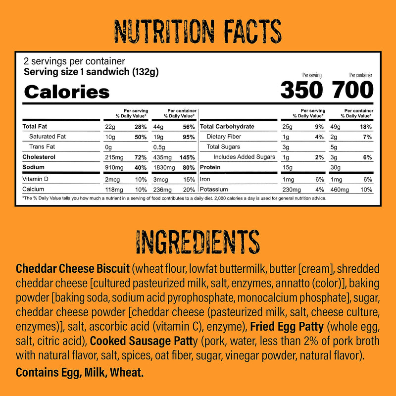 Mason Dixie Cheddar Breakfast Sandwich, 9.3oz, 5/Box (307-00387)