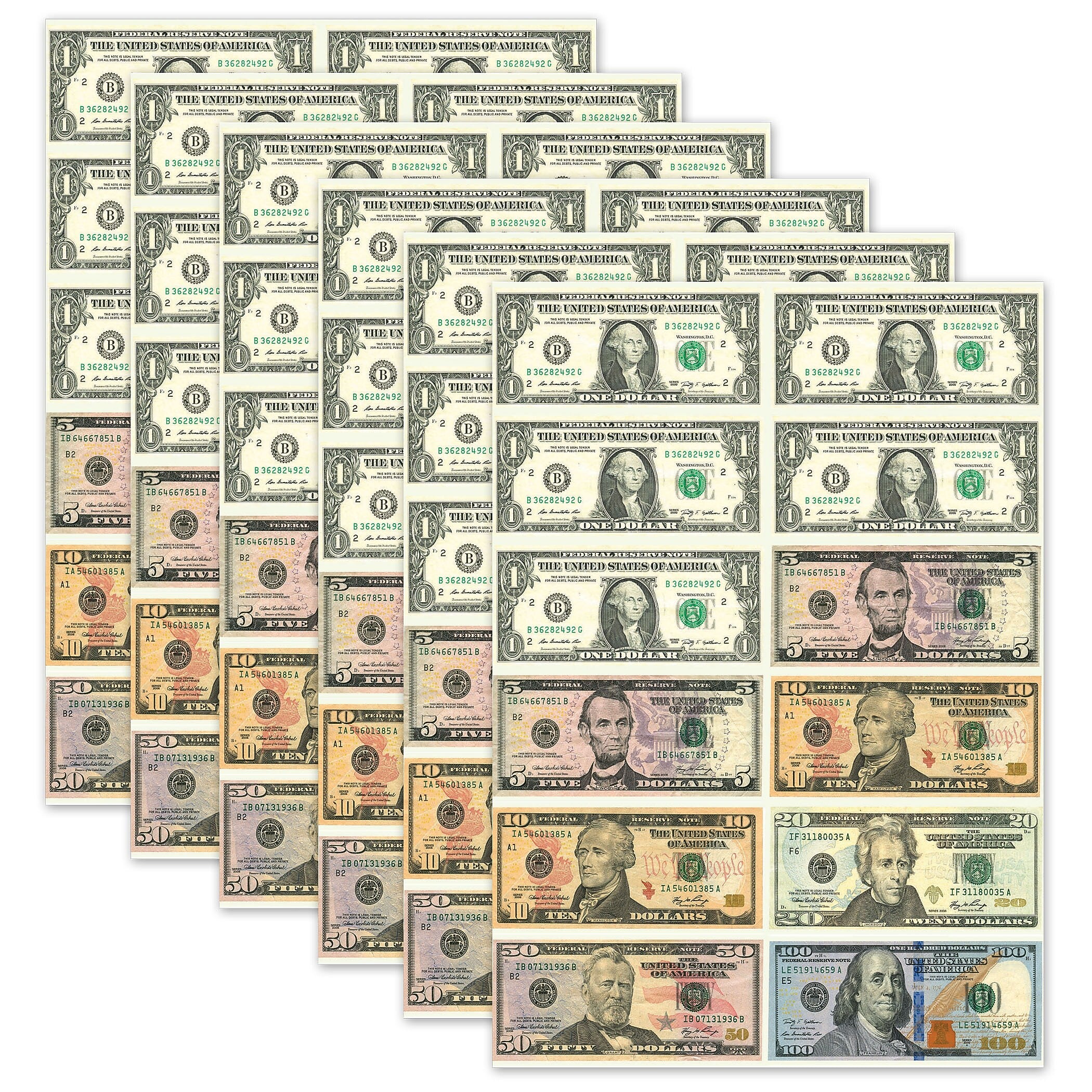 Ashley Productions Math Die-Cut Magnets, U.S. Dollars, 12 Per Pack, 6 Packs (ASH10066-6)