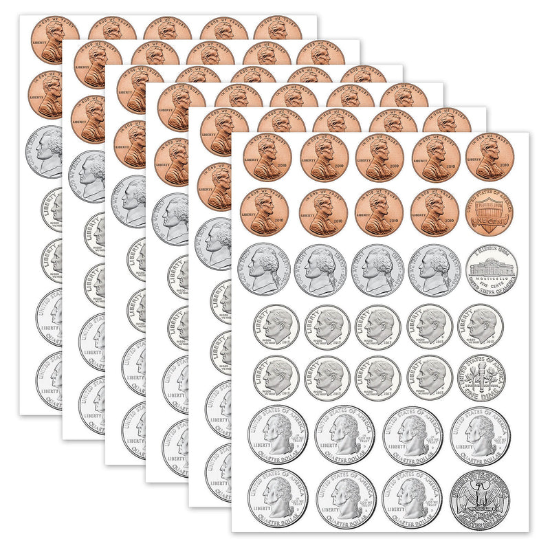 Ashley Productions Math Die-Cut Magnets, U.S. Coins, 33 Per Pack, 6 Packs (ASH10067-6)