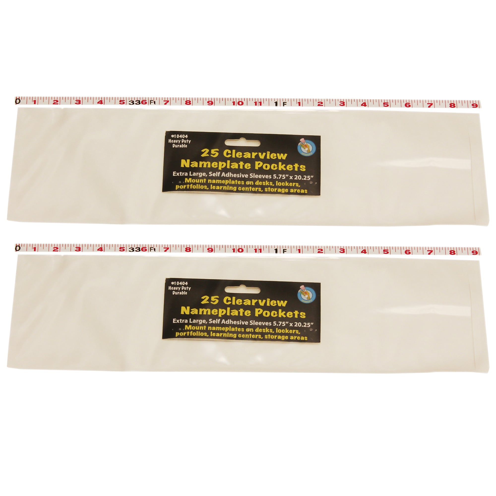 Ashley Productions Clear View Self-Adhesive Extra Large Name Plate Pocket, 5.75" x 21", 25 Per Pack, 2 Packs (ASH10404-2)