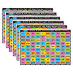 Ashley Productions Smart Poly Learning Mat, 12" x 17", Double-Sided, Sight Words 1st & 2nd 100, Pack of 6 (ASH95005-6)