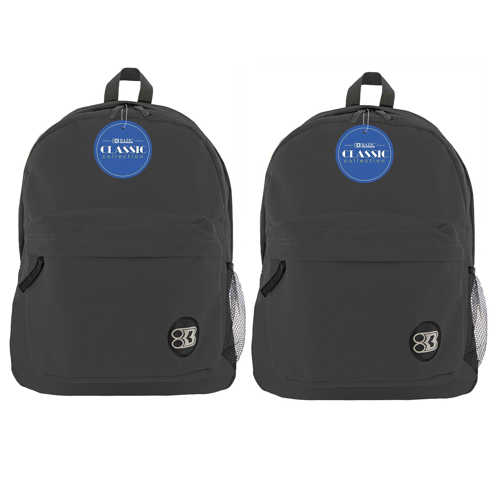 BAZIC Products® Classic Backpack 17" Black, Pack of 2 (BAZ1050-2)