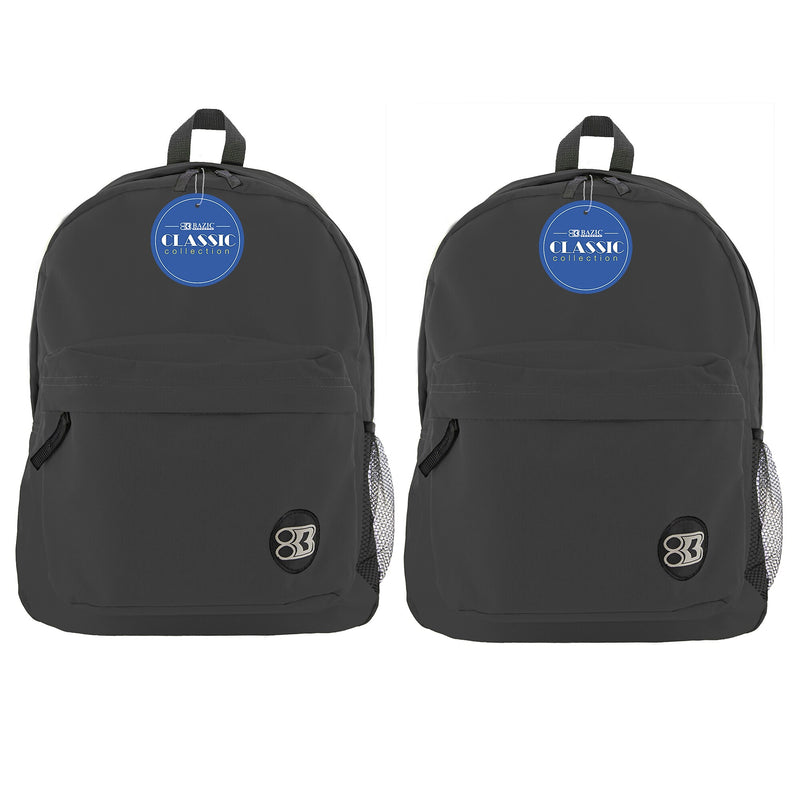 BAZIC Products® Classic Backpack 17" Black, Pack of 2 (BAZ1050-2)