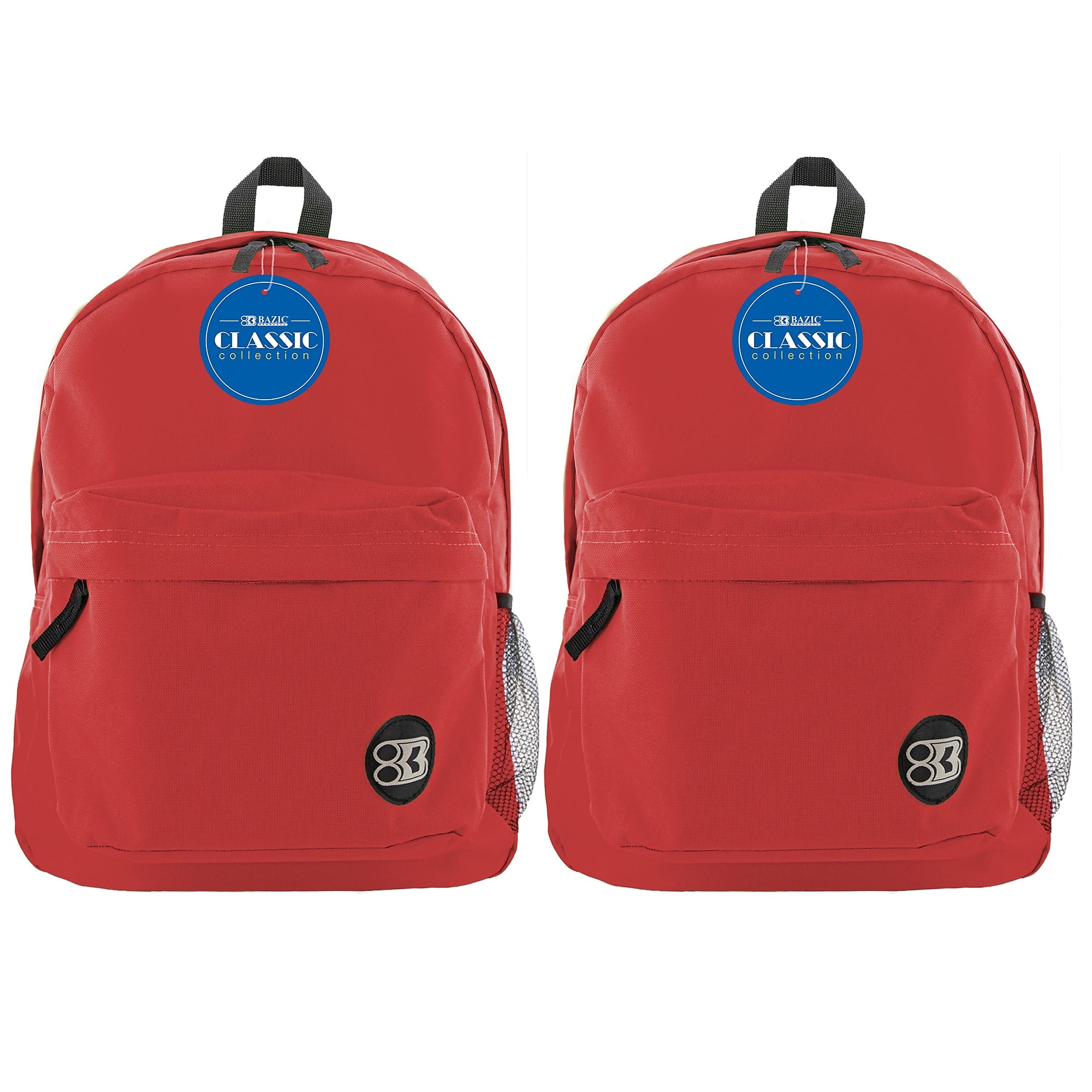 BAZIC Products® Classic Backpack 17" Red, Pack of 2 (BAZ1052-2)
