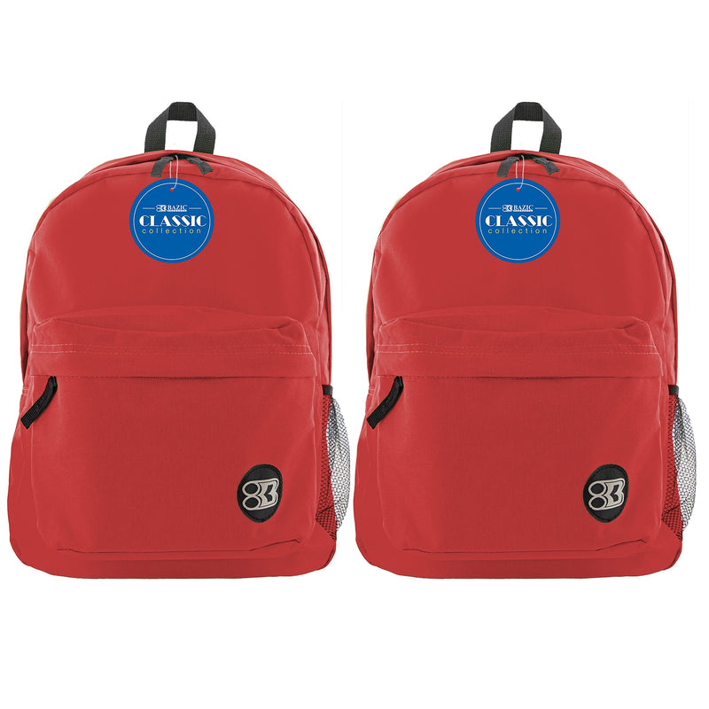BAZIC Products® Classic Backpack 17" Red, Pack of 2 (BAZ1052-2)