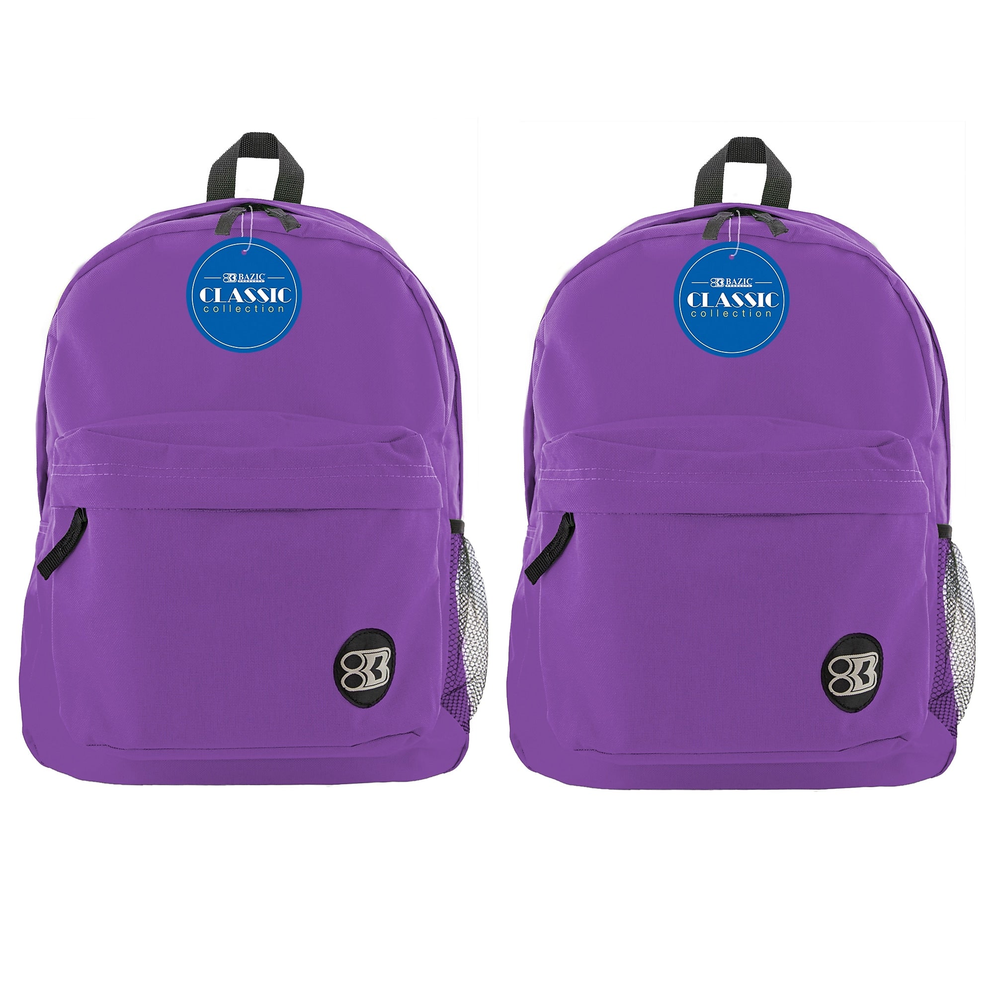 BAZIC Products Classic Backpack, Purple, Pack of 2 (BAZ1057-2)