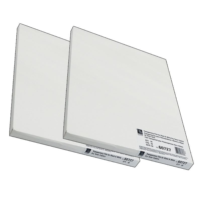 C-Line Plain Paper Copier Transparency Film, Clear, 8.5" x 11", 50 Sheets/Pack, 2/Packs (CLI60727-2)