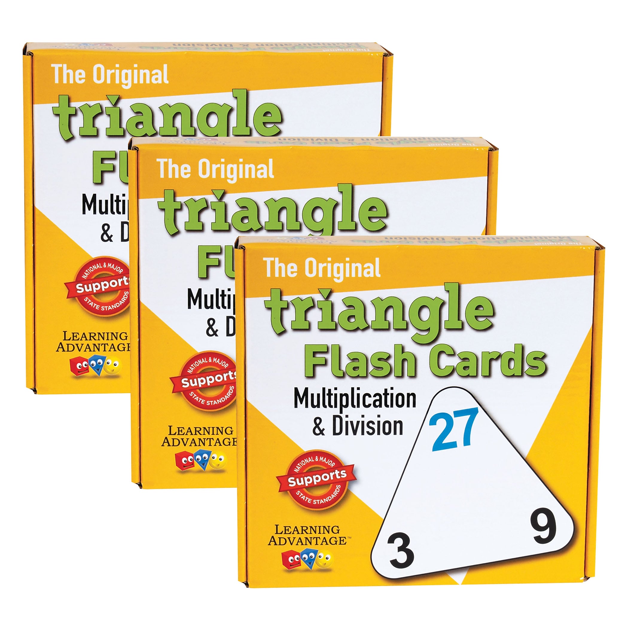 Learning Advantage The Original Triangle Flash Cards - Multiplication & Division - 20 Per Set - 3 Sets (CRE4552-3)