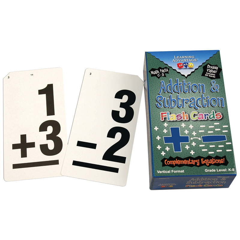 Learning Advantage Double-Value Vertical Flash Cards - Addition & Subtraction Set - 90 Per Pack, 2 Packs (CTU8662-2)